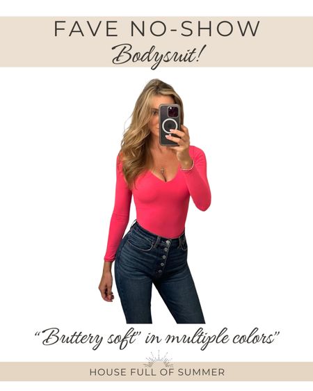 Fave no-show thong bodysuit in hot pink and other colors 
Long sleeve bodysuit
Buttery soft fabric 
Ultra high rise jeans curve love 
Curvy pants denim 

#LTKsalealert #LTKfindsunder100