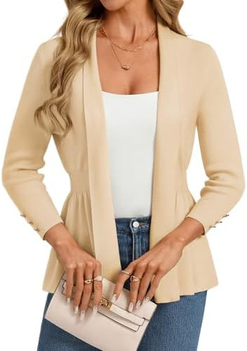 GRACE KARIN Cardigan for Women Trendy Lightweight Knit Sweaters Open Front Peplum Tops 2026 Sprin... | Amazon (US)