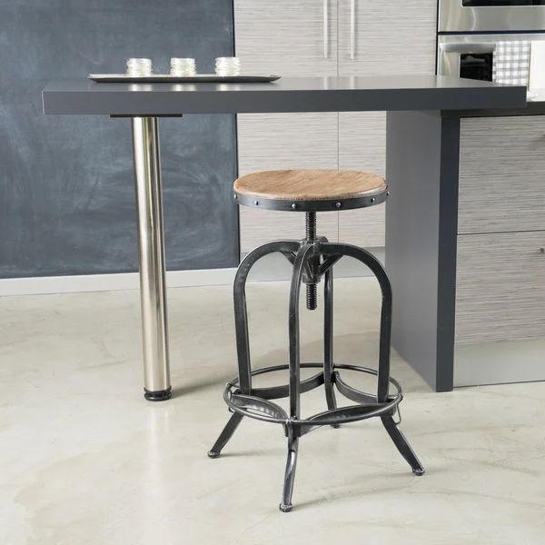 Christopher Knight Home Adjustable Natural Fir Wood Finish Barstool | Bed Bath & Beyond