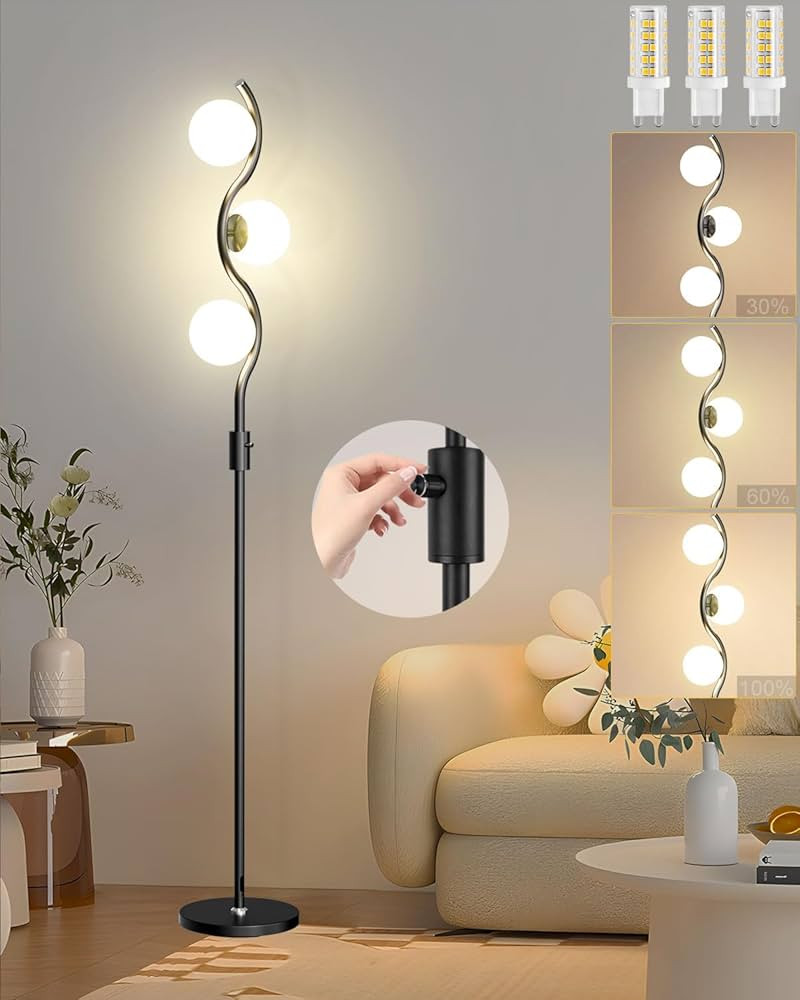 Lightdot 60IN Dimmable (Brightness Adjustable) Black Floor Lamp, Mid Century Standing Lamps with ... | Amazon (US)