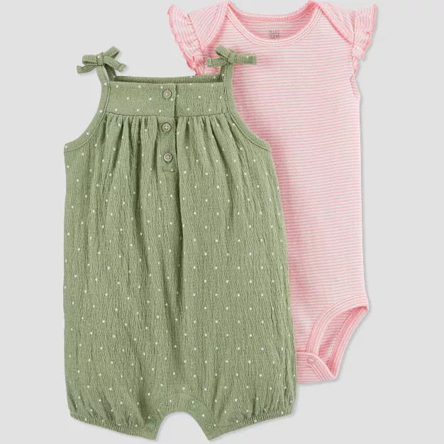 Baby Girls' Dot Top & Bottom Set - Just One You® made by carter's Olive | Target