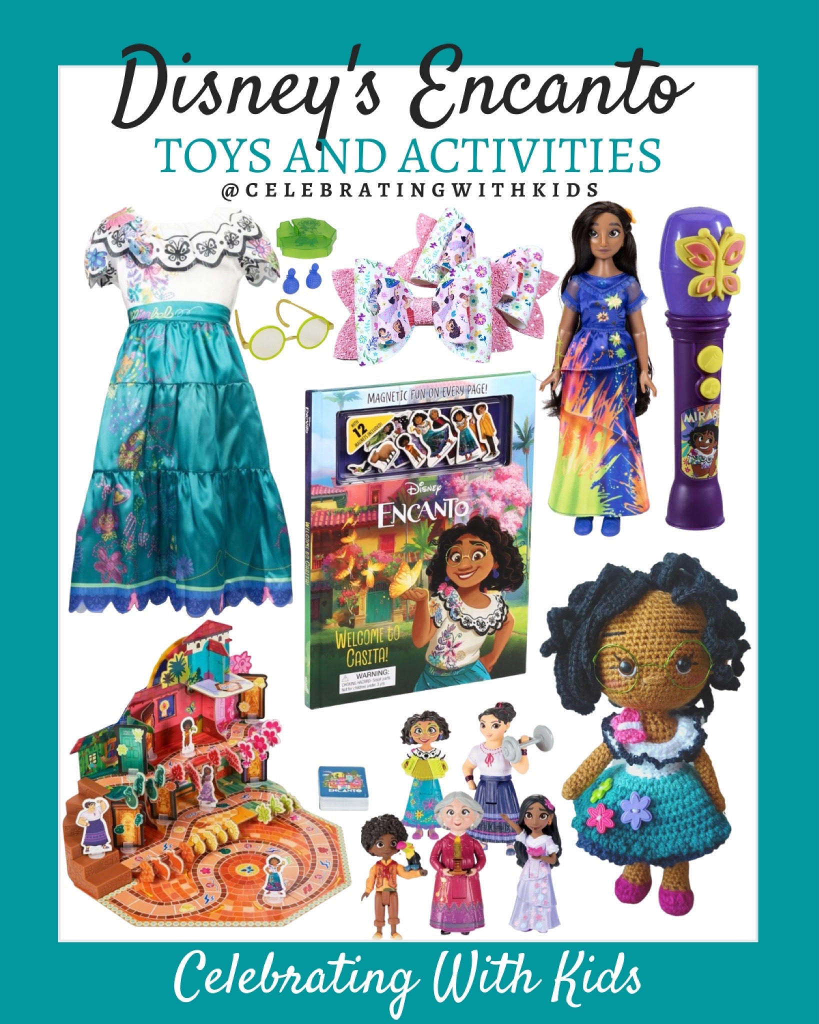 Disney’s Encanto activities and toys include, crocheted Mirabel doll, mini Encanto figures, Encanto board game, Encanto karaoke microphone, Encanto Isabella doll, magnetic Encanto book, Encanto bows, Mirabel dress up outfit Kids toys, kids activities, Encanto toys, Encanto activities, girls toys, girls activities

#LTKfamily #LTKFind #LTKkids