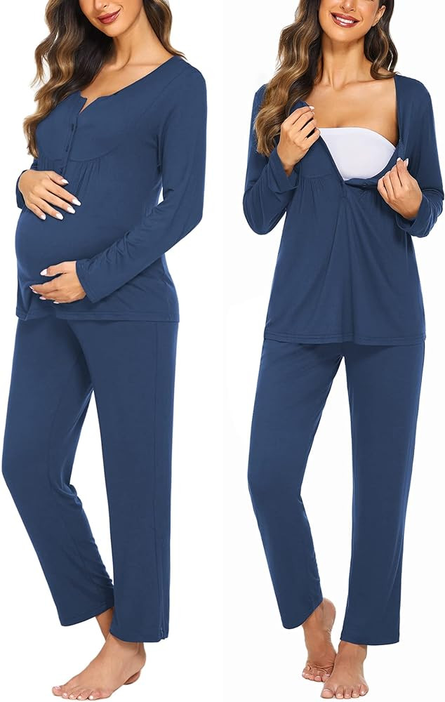 Ekouaer Maternity Nursing Pajama Sets Labor Delivery Pjs Long Sleeve Breastfeeding Pajamas Pregna... | Amazon (US)