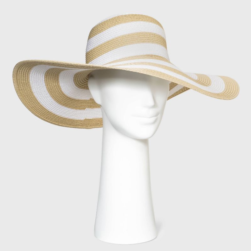 Women&#39;s Packable Straw Floppy Hat - Shade &#38; Shore&#8482; Natural/White | Target