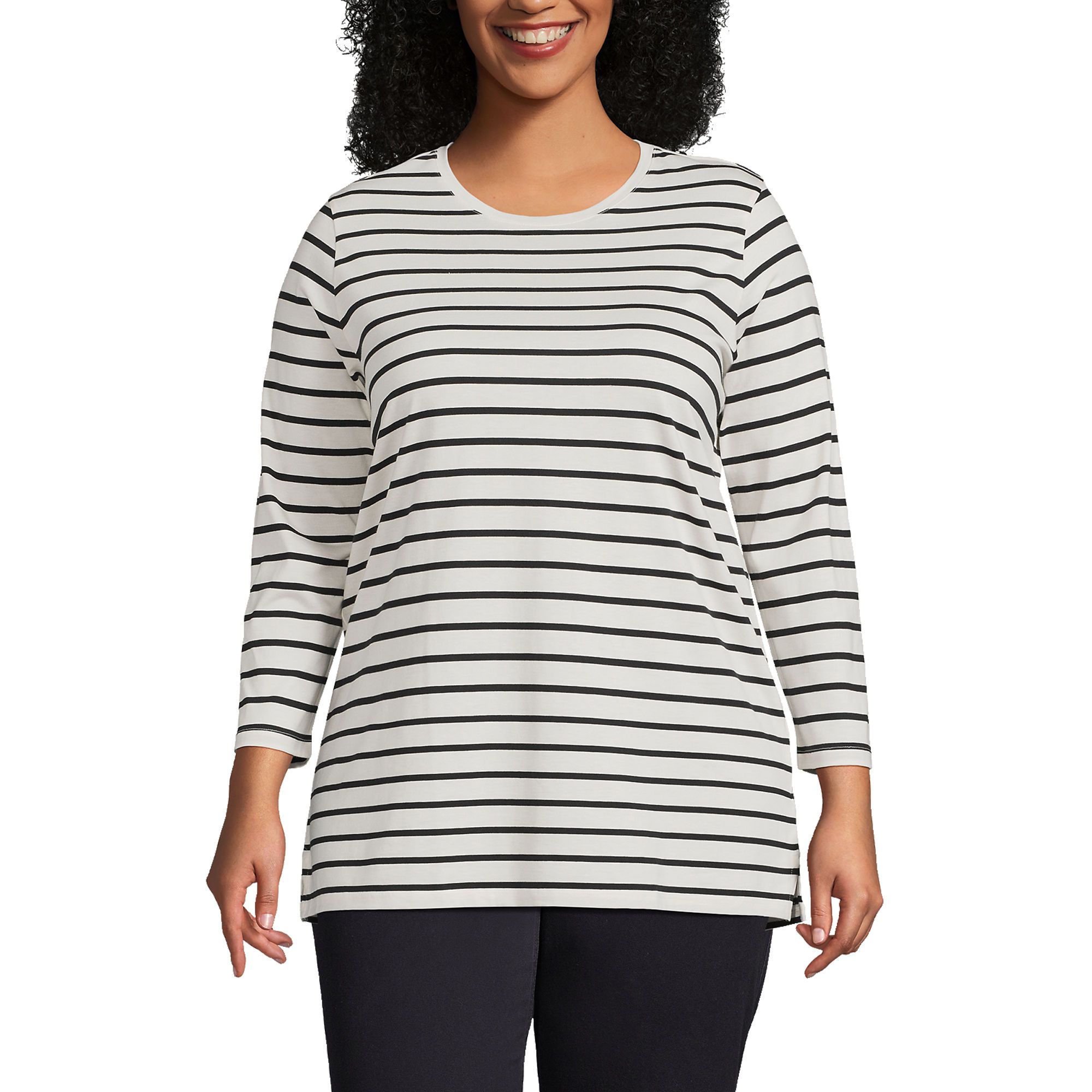 Women's Plus Size 3/4 Sleeve Cotton Supima Tunic | Lands' End (US)