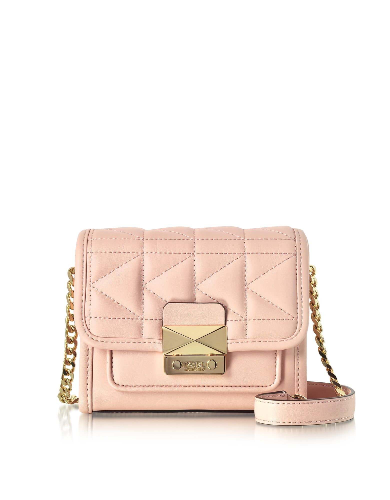 Karl Lagerfeld Designer Handbags, Light Pink K/Kuilted Crossbody Bag | Forzieri US & CA