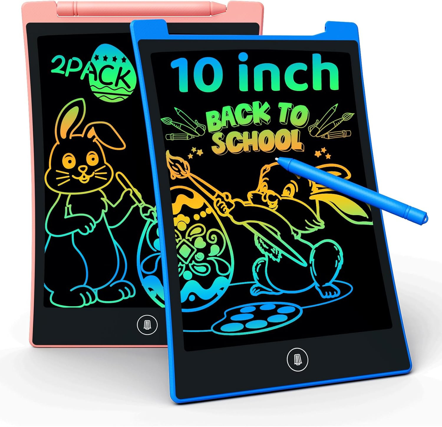 KOKODI 2 Pack 10 Inch Colorful LCD Writing Tablet, Erasable Kids Sketch Doodle Board Drawing Pad,... | Amazon (US)