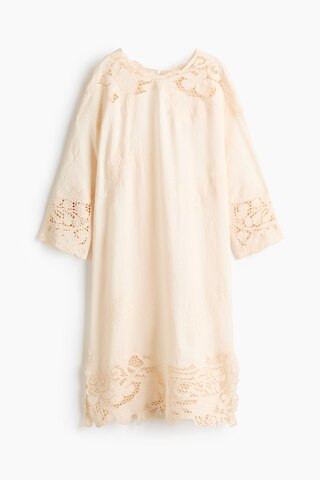 H & M - Dress with Eyelet Embroidery - Beige | H&M (US + CA)