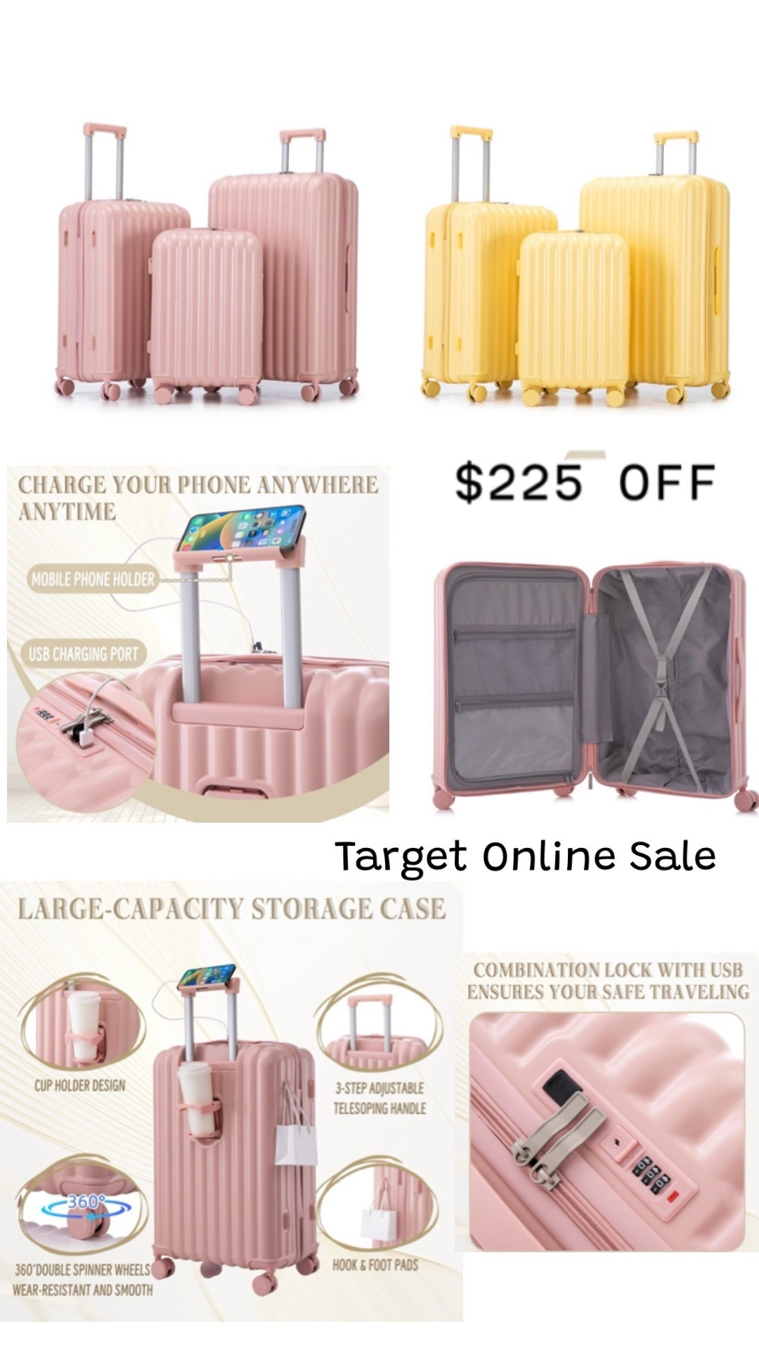 This Target suitcase is a frequent traveler’s DREAM ✈️😍
From the built-in USB charging port and phone holder to the cup holder, TSA lock, and smooth 360° wheels, this luggage seriously does it all. It’s lightweight, super spacious, and looks SO chic in these pastel colors.

And the best part? 👉 It’s on sale at Target right now (over $200 off 👀).
Perfect for spring break, summer travel, weekend trips, or long vacations.

Linked here so you can grab it before it sells out 💕

#LTKdayinmylife #LTKTravel #LTKActive