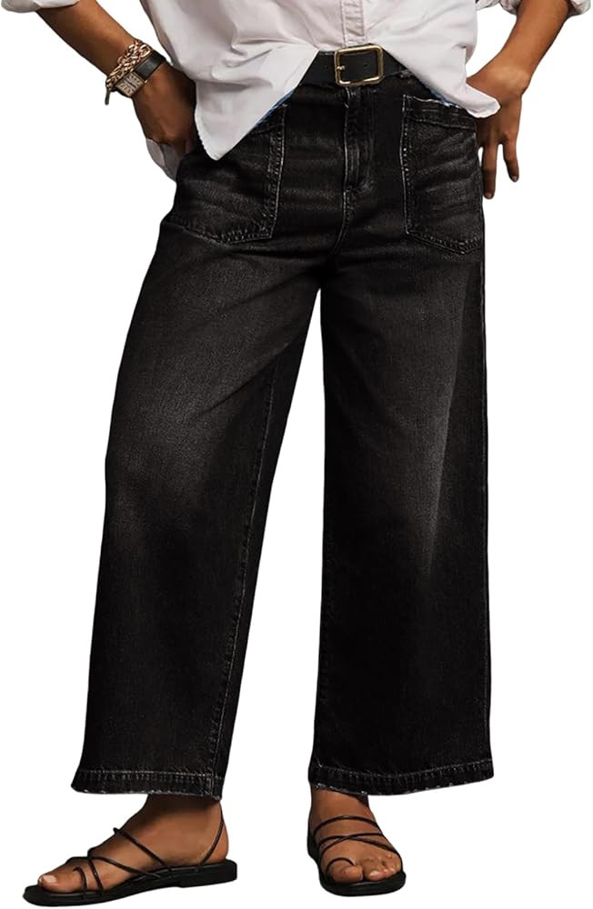 Eytino Plus Size Jeans for Women High Waisted Wide Leg Jeans Trendy Baggy Loose Stretchy Denim Pa... | Amazon (US)