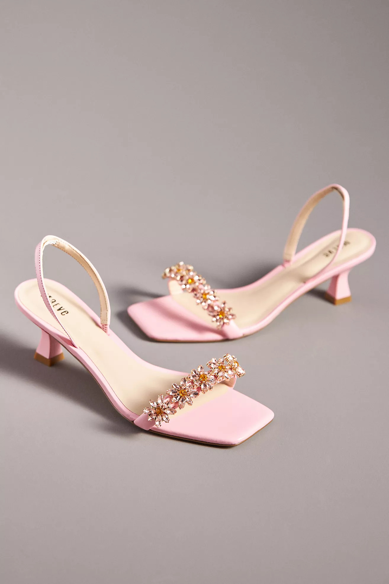 Maeve Gem Floral Kitten Heels | Anthropologie (US)