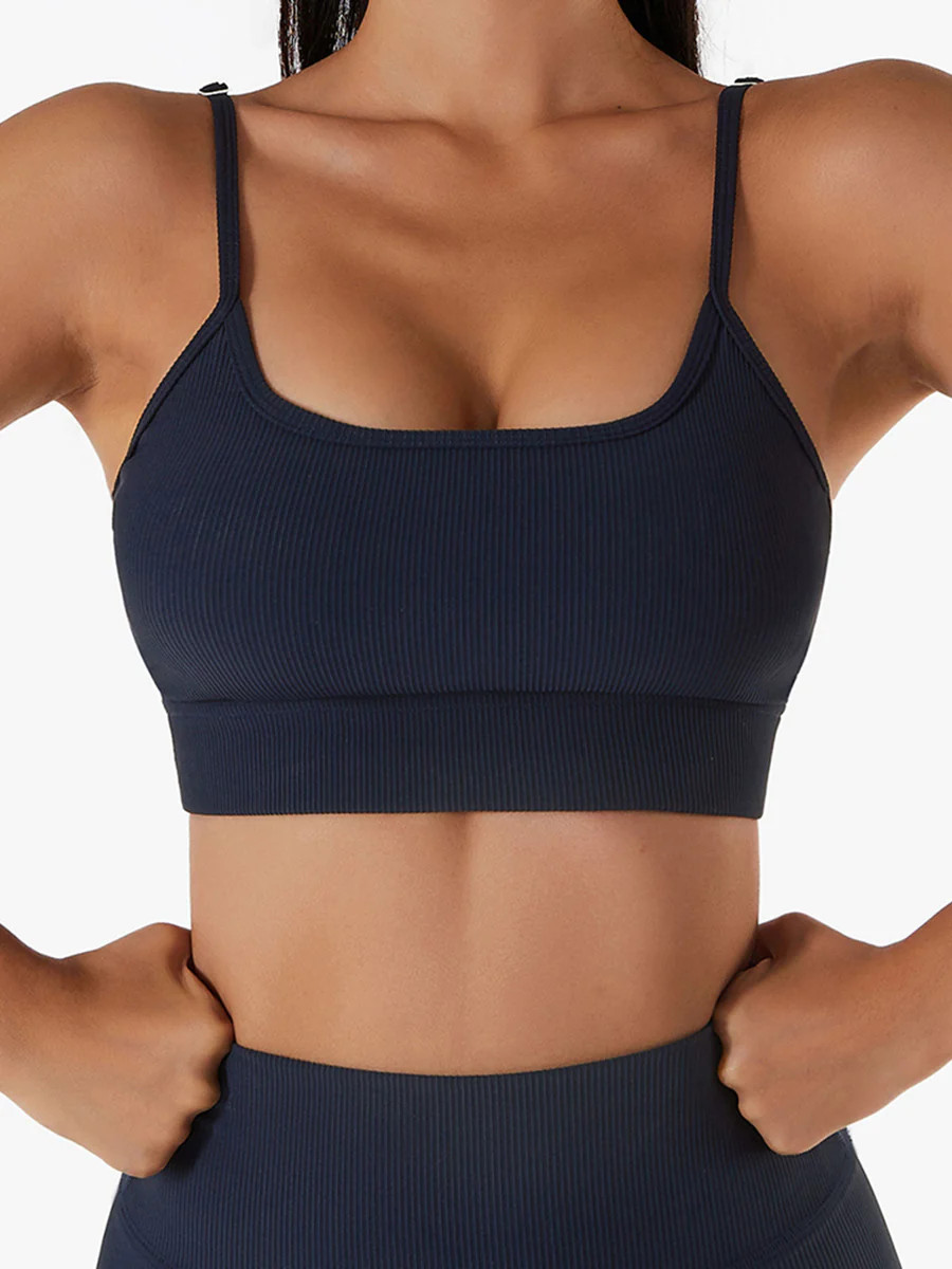 Navy Square Neck Sports Bra & Reviews - Navy - Sustainable Yoga Tops | BERLOOK | BERLOOK