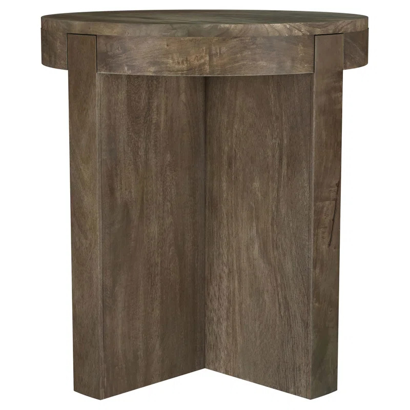Kinkaid Round Solid Mango Wood End Table Brown | Wayfair North America