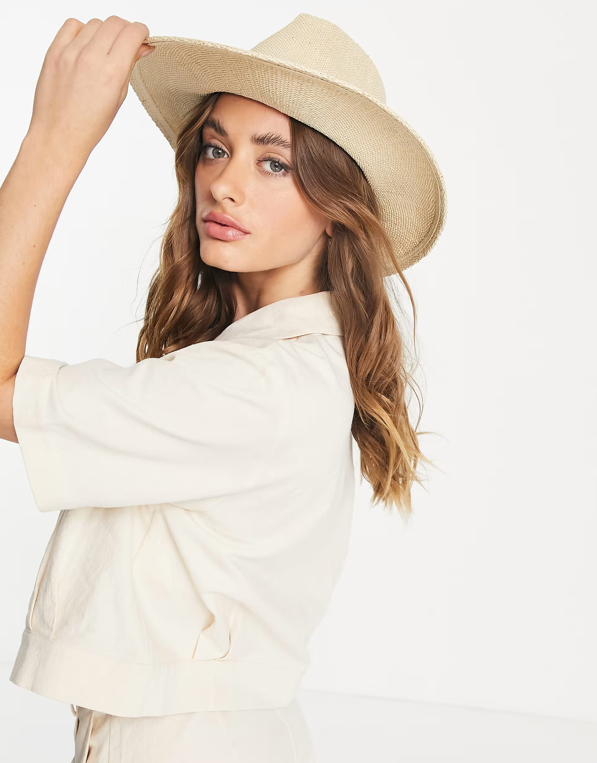 ASOS DESIGN straw fedora hat with black band and size adjuster in natural | ASOS (Global)