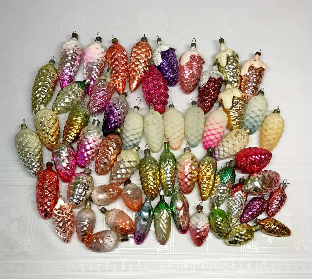 Soviet Vintage Glass Christmas Tree Ornament Cone - USSR Decoration - Etsy | Etsy (US)