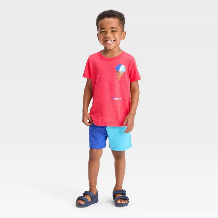 Toddler Boys' Short Sleeve Ice Cream Jersey T-Shirt and French Terry Shorts Set - Cat & Jack™ R... | Target