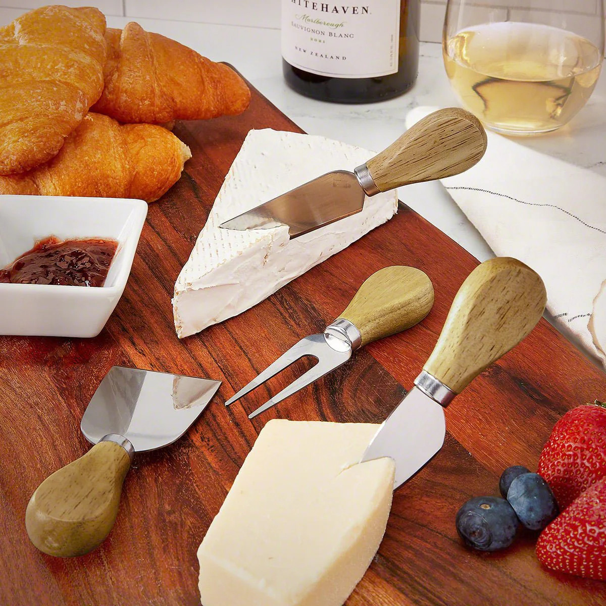Acacia Wood Cheese Knives - 4pc Cheese Knife Set - Add-On | HomeWetBar.com