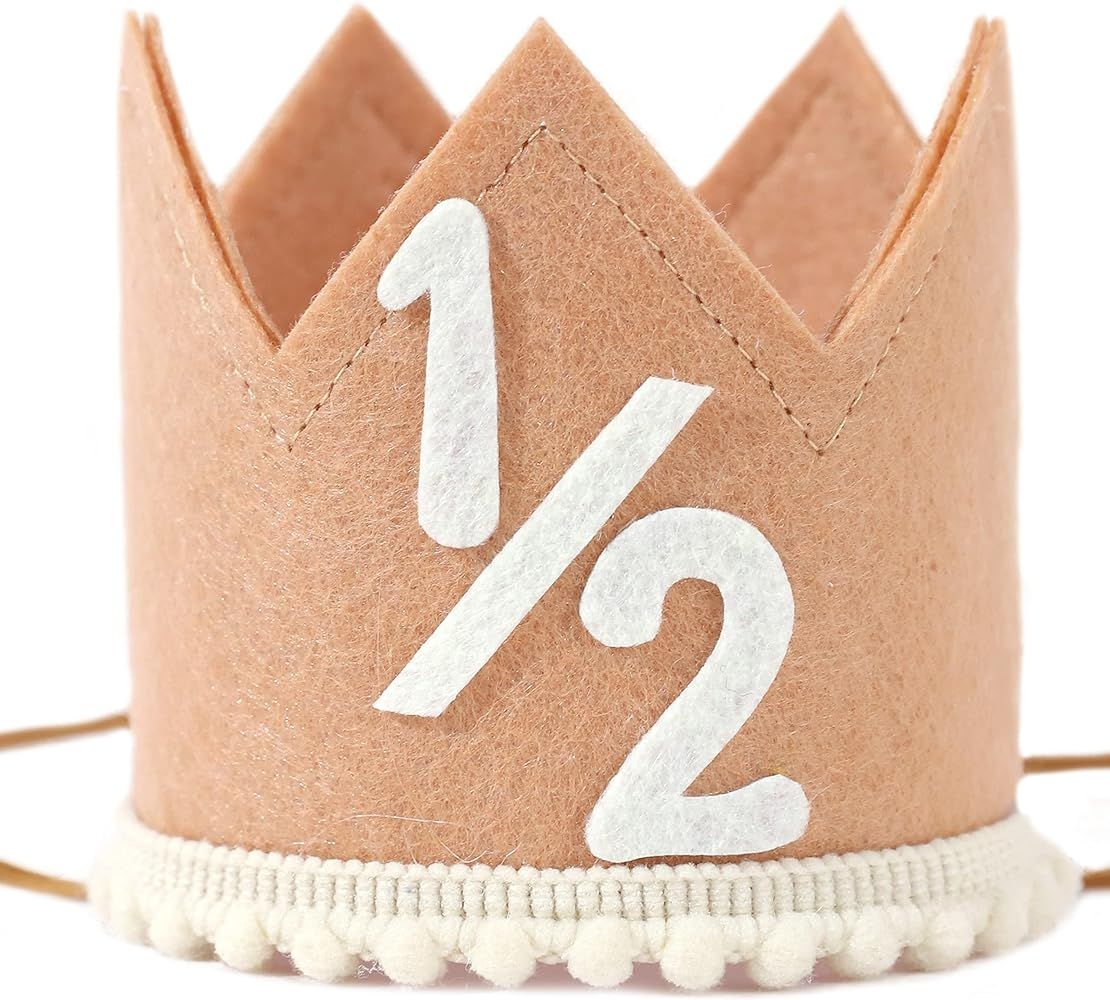 SYESQL Baby Half Birthday Crown - 1/2 Birthday Hat, Crown for Half Birthday, Baby Girls/boys Birt... | Amazon (US)
