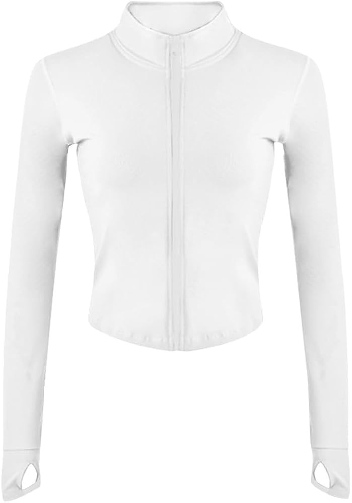 Womens Athletic Full Zip Workout Jacket Running Yoga Slim Fit Jacket with Thumb Holes | Amazon (US)