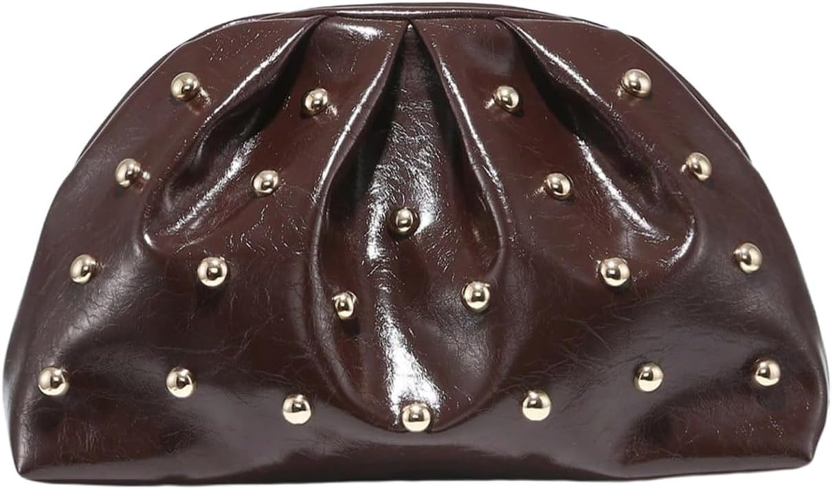 Women's Elegant Studded Clutch Bag Magnet Ruched Bags Retro Vintage Evening Handbag | Amazon (US)
