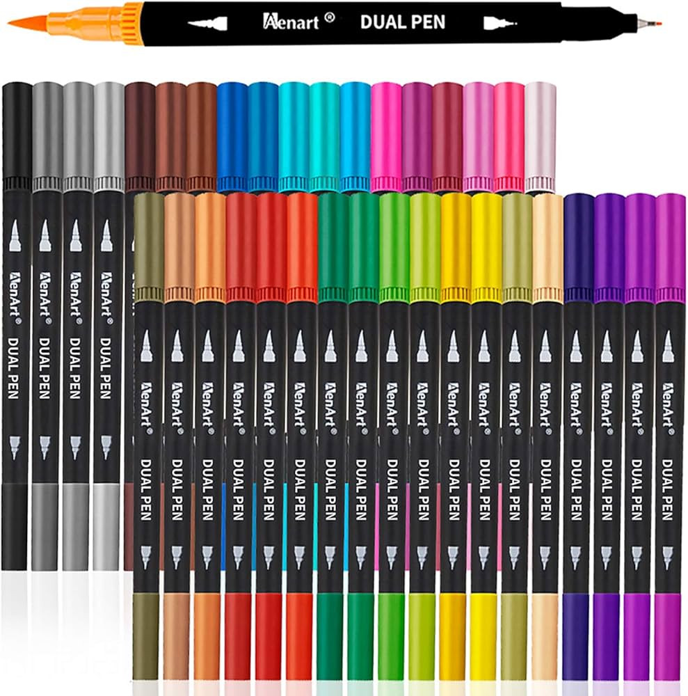 Dual Markers Brush Pens, 36 Fine Point Art Marker, Double Tip Colored Pen for Adult Coloring Hand... | Amazon (US)