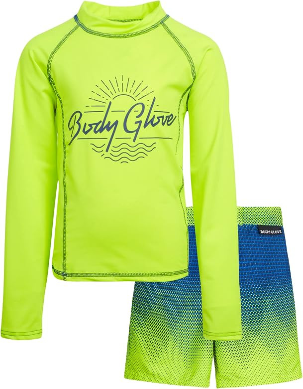 Body Glove Boys' Rash Guard Set - 2 Piece UPF 50+ Quick Dry Swim Trunks and Long Sleeve Swim Shir... | Amazon (US)