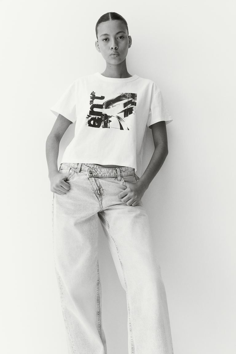 Printed T-shirt - Cream/Kodak - Ladies | H&M US | H&M (US + CA)