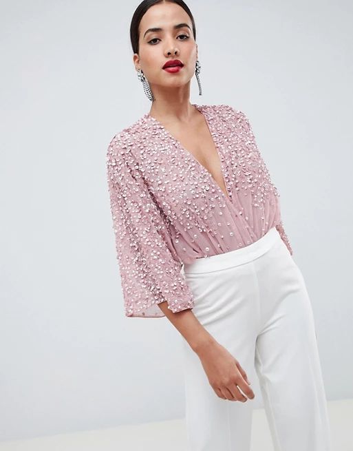 ASOS DESIGN body with kimono sleeve with sequin embellishment | ASOS US