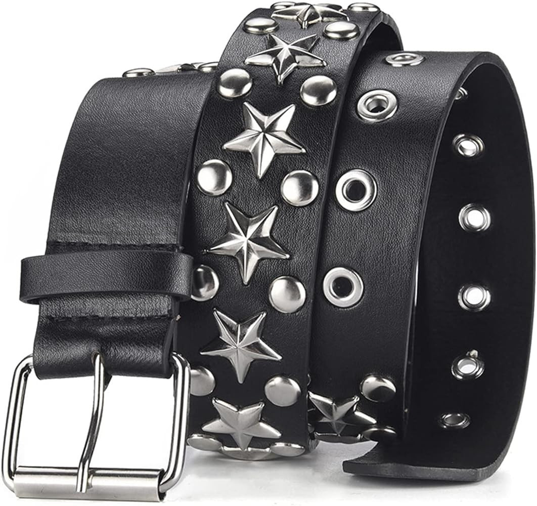 Studded Belts Women Y2K Belt Star Belts Black Girl Ladies Spike Stud Punk Waist Belt for Hallowee... | Amazon (US)
