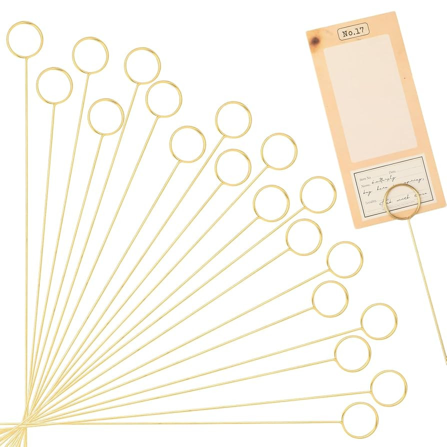 20pcs Gold Floral Picks, 11.8 Inch Metal Card Holder for Flower Arrangement, Wire Floral Picks Pl... | Amazon (US)