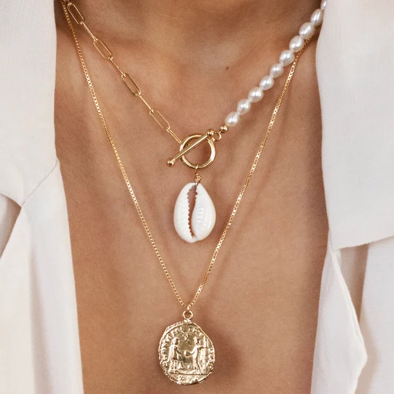 Cowrie Shell Necklace, Gold Shell Necklace, Cowrie Shell Necklace Gold, Seashell Necklace, Gold S... | Etsy (US)