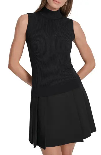 DKNY Sleeveless Mock Neck Sweater in Black at Nordstrom Rack, Size Large | Nordstrom Rack
