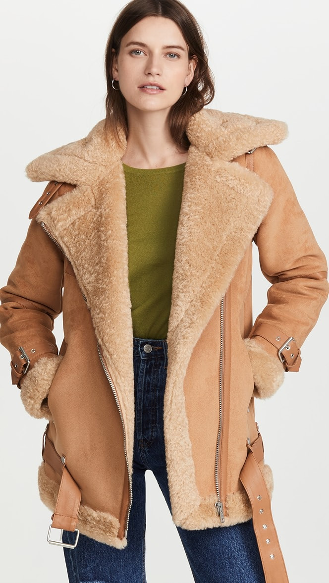 Bonded Faux Shearling Biker Jacket | Shopbop