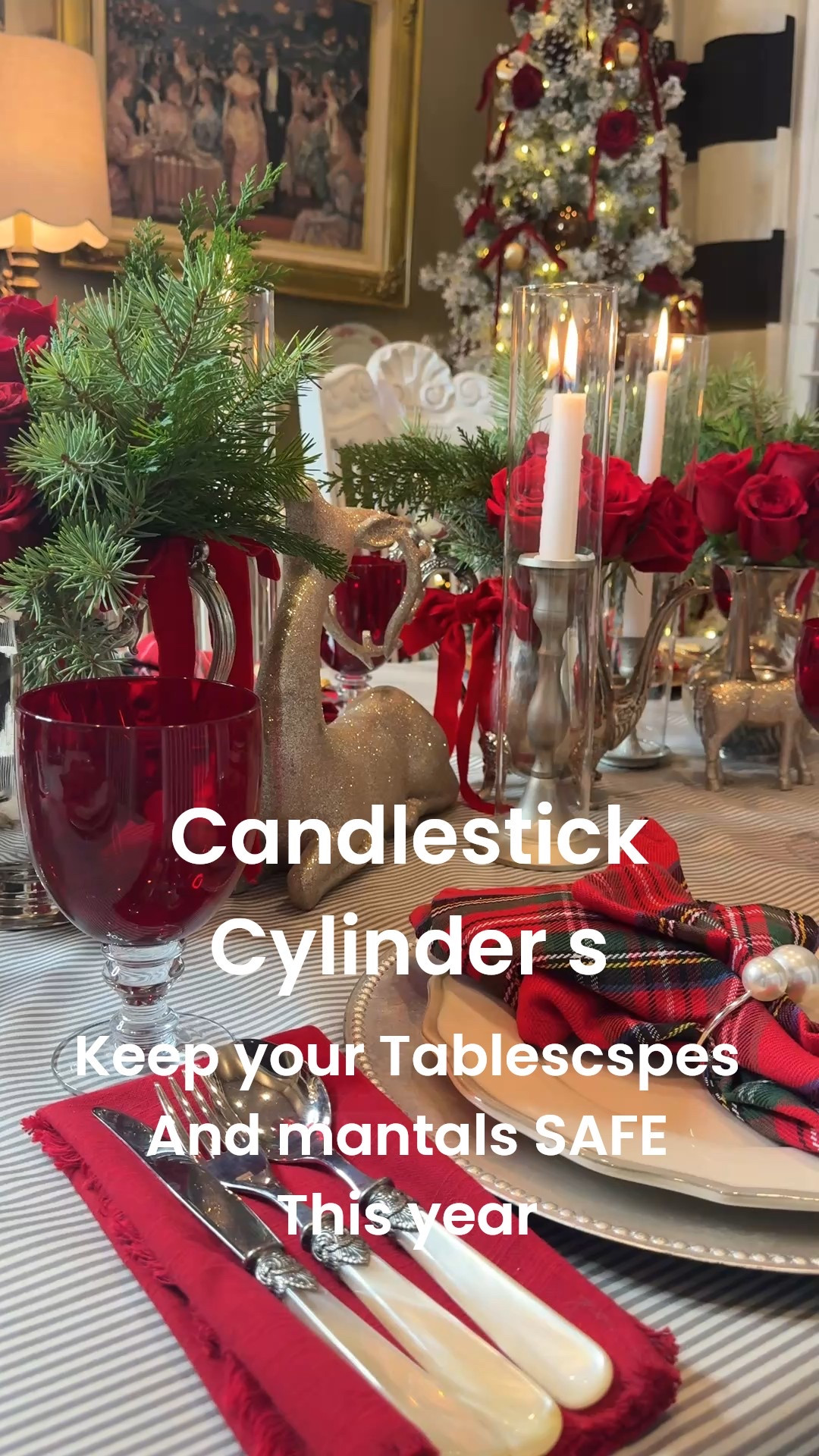 Keep your tablescape and mantles safe this holiday season

Greenery and candles don’t mix!
These glass cylinders that slide over candlesticks

They look elegant and beautiful, yet product against mishaps !

Ralph Lauren Christmas 
Tablescape 

#LTKHome #LTKFindsUnder50 #LTKHoliday