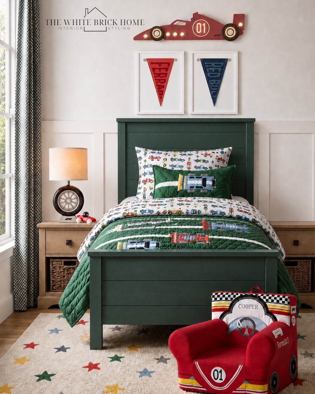 Forest green tones and playful race details make this the ultimate stylish little racers bedroom. 

Boys room, boys bedroom, kids room, kids bedroom, boys room bed, boys room rug, boys room nightstand, boys room decor ideas, boys room design, toddler boy, toddler boy bedroom, boys room car theme, race car bedroom, race car room ideas, boys room lighting, boys room decor ideas, bedroom, bed, boys bedroom, kids bedroom, kids room, kids bedroom ideas, race car bedroom, formula one bedroom, bedroom, pottery barn kids, Etsy

#LTKHome #LTKmomlife #LTKKids