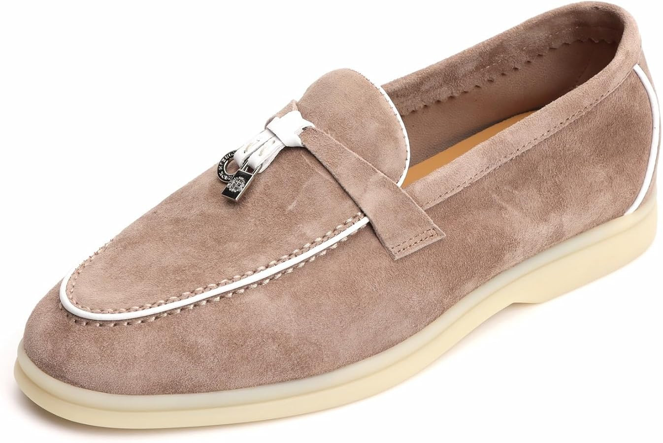 XOBZJH Women's Leather Suede Loafers Flats – Slip-On Penny Loafers with Soft, Comfortable Drivi... | Amazon (US)