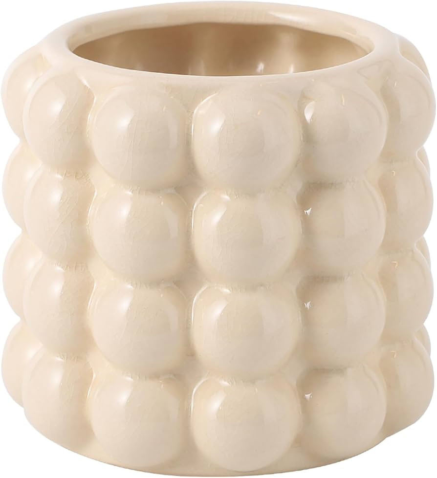 Bubble Ceramic Planter, 5 Inch Ceramic Plant Pot with Drainage Holes, Ceramic Pot for Plants, Ind... | Amazon (US)