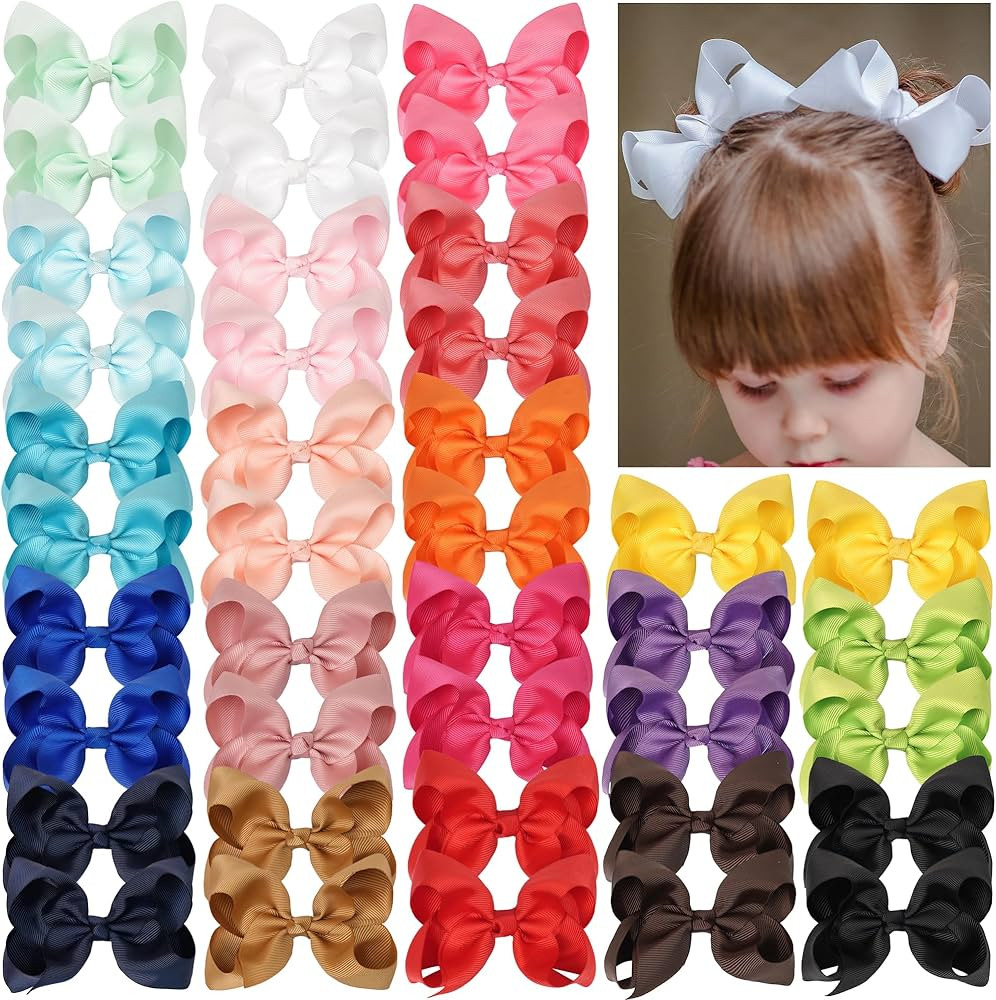 JOYOYO 40Pcs 4.5" Hair Bows Alligator Clips, Grosgrain Ribbon Girls Bows Clips Barrettes Hair Acc... | Amazon (US)