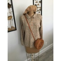 straw Circle Purse Crossbody Circular Hip Funky Boho Beach Tropical Fashion Cute | Etsy (US)