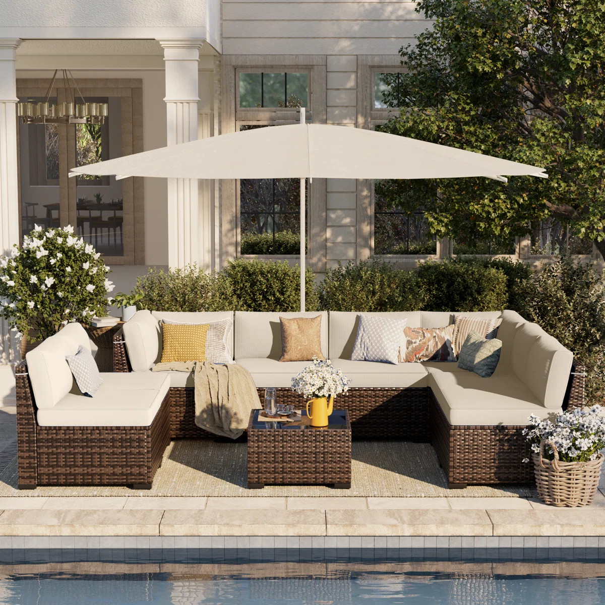 Avamay Rattan Sectional Seating Group with Cushions | Wayfair North America