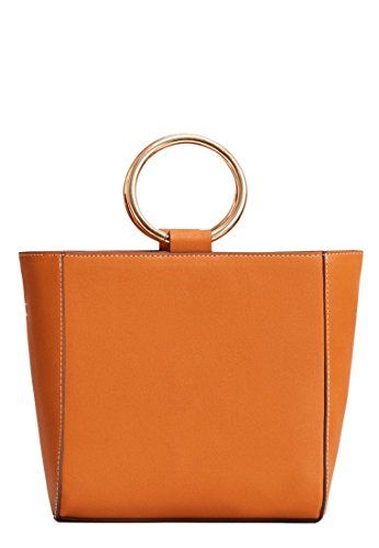 Mango Women's Metallic Handle Tote Bag, Medium Brown, One Size | Amazon (US)