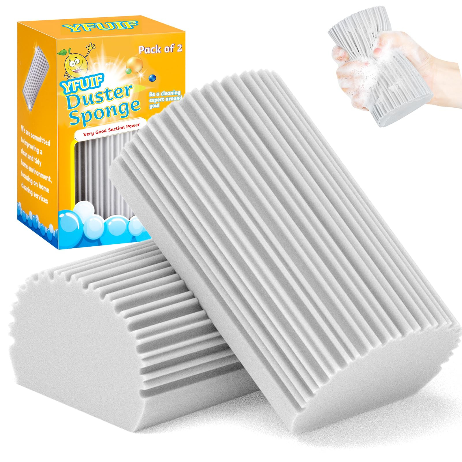 2-Pack Damp Clean Duster Sponge, Magic Sponge Eraser Baseboard Cleaner Tool, Dusters for Cleaning... | Amazon (US)