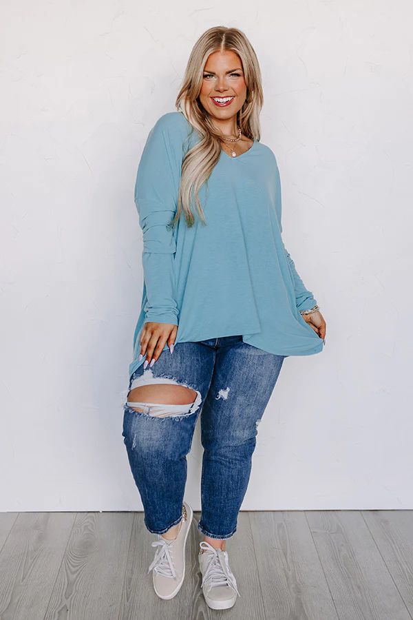 Closer To Home Shift Top in Light Turquoise Curves | Impressions Online Boutique