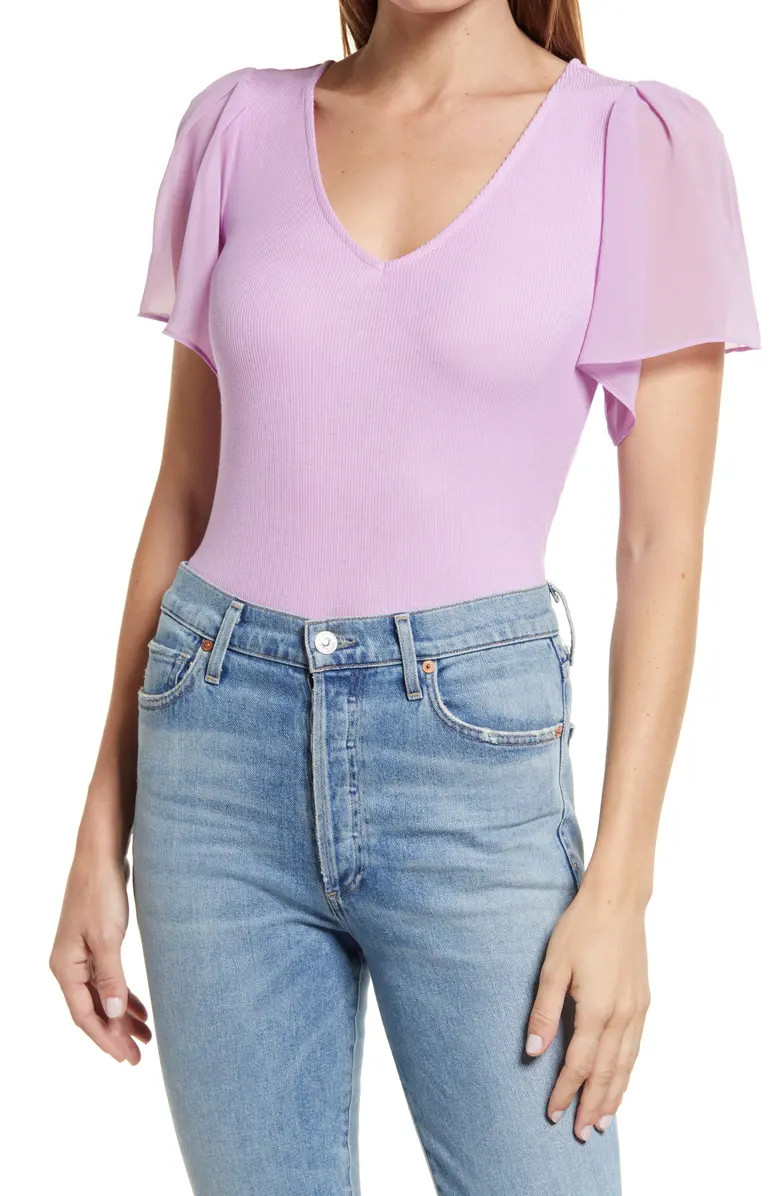 1.STATE Flutter Sleeve Rib Knit T-Shirt | Nordstrom | Nordstrom