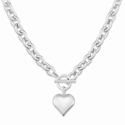 WOWORAMA Gold Chunky Chain Necklace for Women Puffy Heart Pendant Necklace White Gold Thick Chunk... | Amazon (US)