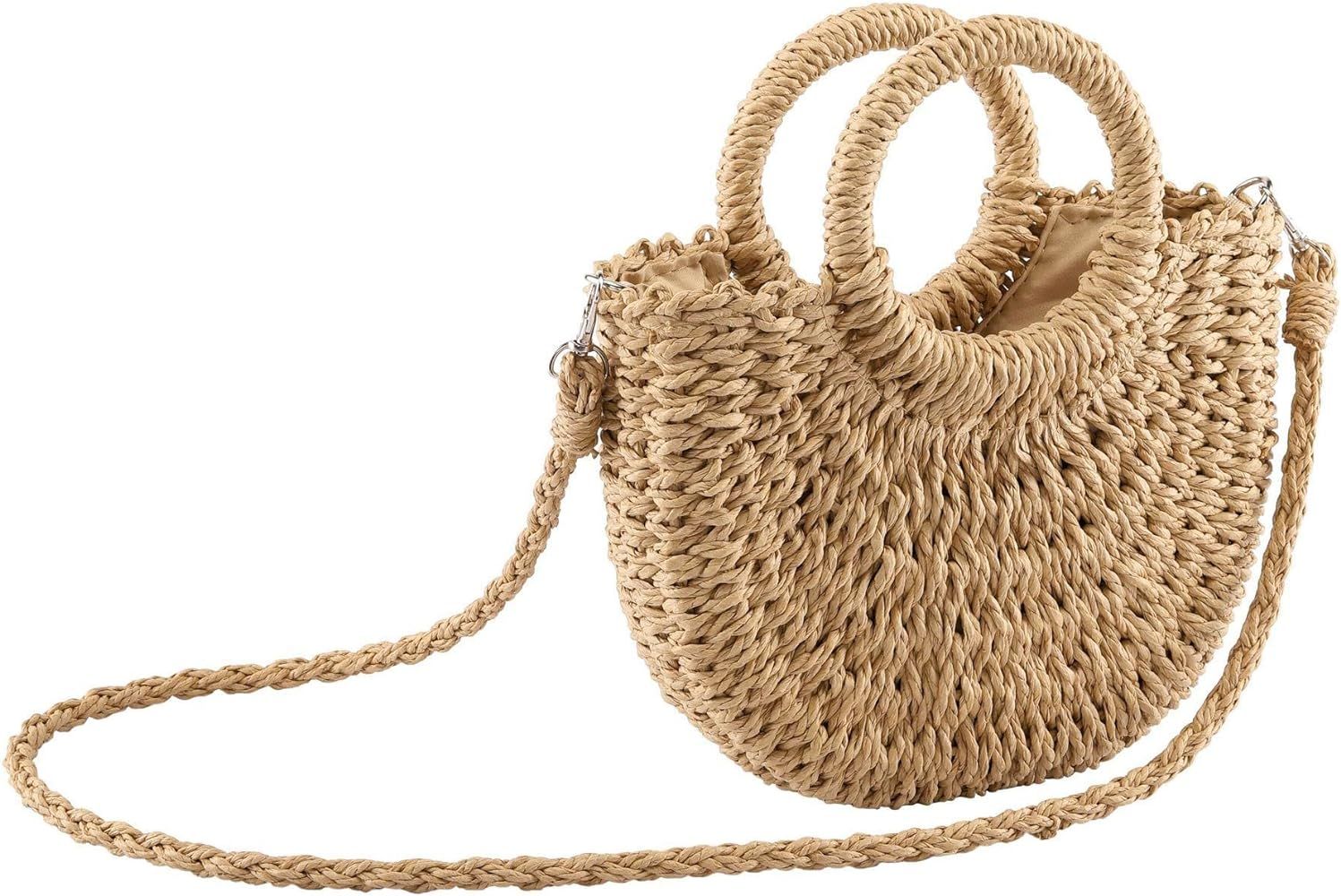 Ayliss Women Straw Handbag Mini Summer Beach Rattan Tote Bag Crossbody Shoulder Top Handle Handbag H | Amazon (US)
