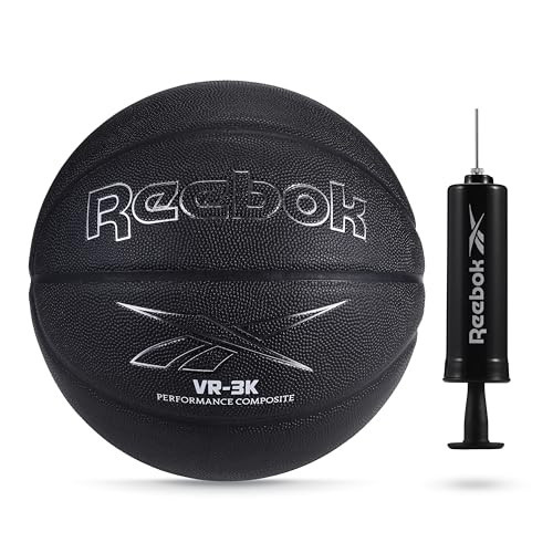 Reebok Official Size Basketball, Composite Leather, Anti-Slip Grip, Consistent Shape Retention, Includes Pump & Needle, VR-3K Black Series | Amazon (US)