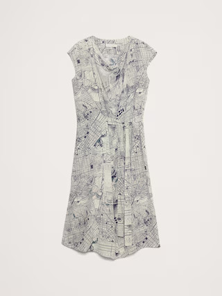 Matte Silk Cowl-Neck Shift Dress | Banana Republic (US)