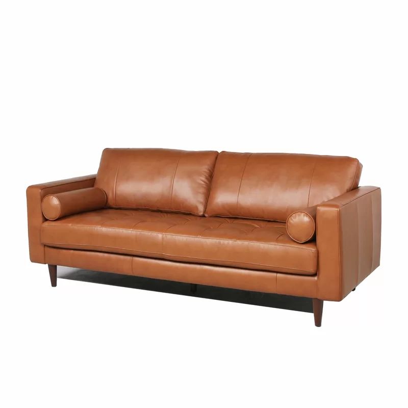 Apgar 88.5" Genuine Leather Square Arm Sofa | Wayfair North America