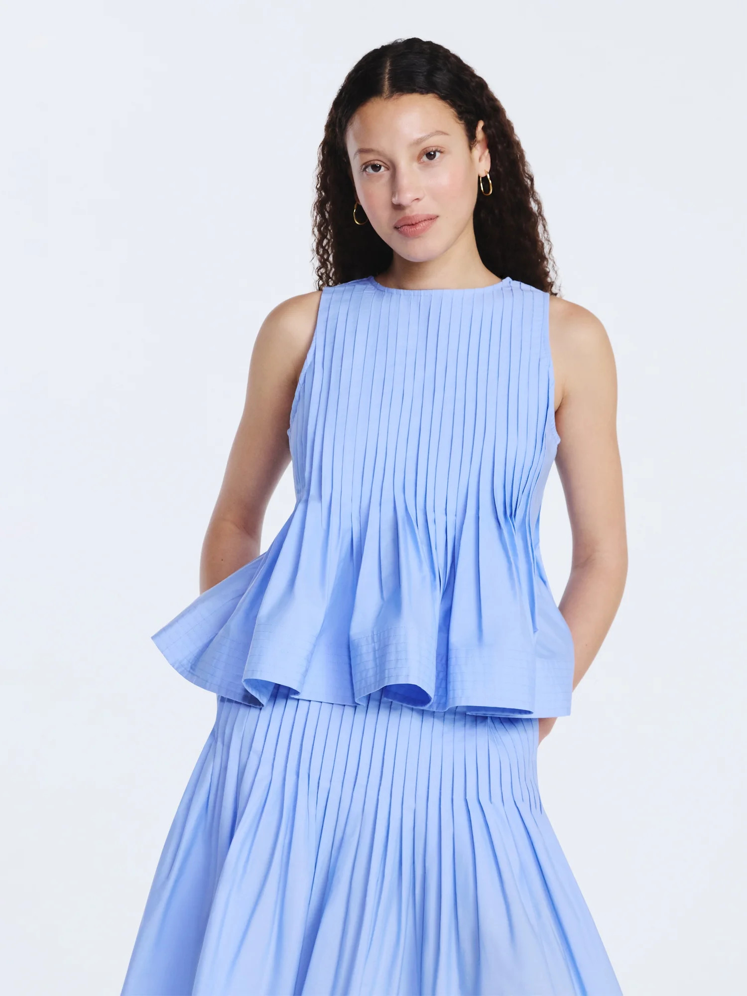 Free Assembly Women's Sleeveless Pintuck Peplum Top, Sizes XS-XXL | Walmart (US)